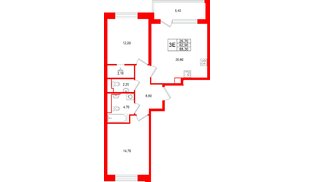Квартира в ЖК «М36», 2 комнатная, 68.3 м², 2 этаж