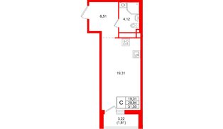 Квартира в ЖК «Имена», студия, 31.55 м², 8 этаж