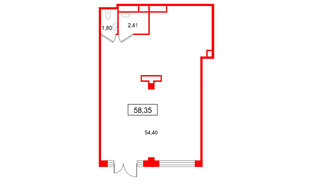 Помещение в ЖК Дубровский, 58.35 м², 1 этаж