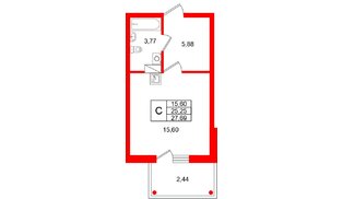 Квартира в ЖК «Финский Квартал», студия, 27.69 м², 8 этаж