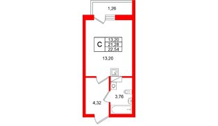Квартира в ЖК «Финский Квартал», студия, 22.54 м², 6 этаж