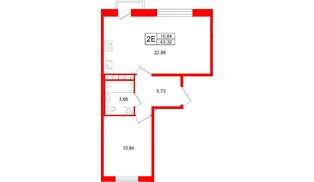 Квартира в ЖК «Слобода», 1 комнатная, 43.32 м², 4 этаж