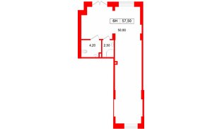 Помещение в ЖК Большая Охта., 57.5 м², 1 этаж