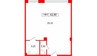 Помещение в ЖК Большая Охта., 62.8 м², 1 этаж