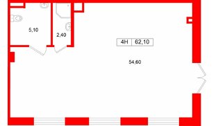 Помещение в ЖК Большая Охта., 62.1 м², 1 этаж