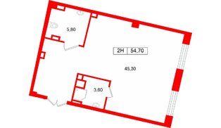 Помещение в ЖК Большая Охта., 54.7 м², 1 этаж