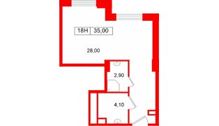 Помещение в ЖК Большая Охта., 35 м², 2 этаж