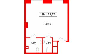Помещение в ЖК Большая Охта., 37.7 м², 2 этаж