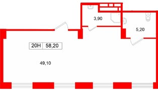 Помещение в ЖК Большая Охта., 58.2 м², 2 этаж
