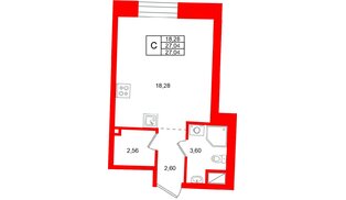 Квартира в ЖК «Бульвар Грина», студия, 27.04 м², 6 этаж