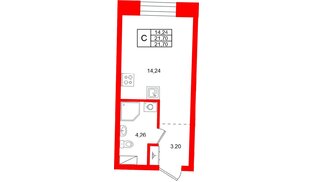 Квартира в ЖК «Бульвар Грина», студия, 21.7 м², 5 этаж