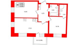 Квартира в ЖК «Бульвар Грина», 2 комнатная, 56.89 м², 12 этаж
