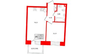 Квартира в ЖК «Бульвар Грина», 1 комнатная, 38.43 м², 5 этаж
