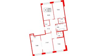 Квартира в ЖК Акватория, 4 комнатная, 131.17 м², 3 этаж