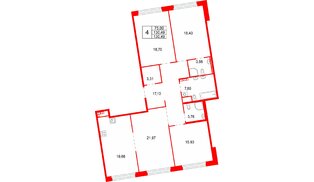 Квартира в ЖК Акватория, 4 комнатная, 130.49 м², 7 этаж