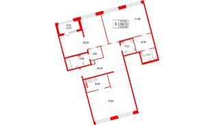 Квартира в ЖК «Акватория», 3 комнатная, 153 м², 5 этаж