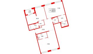 Квартира в ЖК «Акватория», 3 комнатная, 152.37 м², 7 этаж