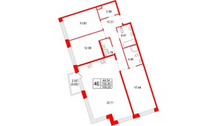 Квартира в ЖК «Акватория», 3 комнатная, 109.28 м², 3 этаж