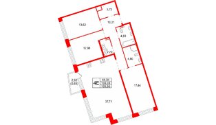 Квартира в ЖК «Акватория», 3 комнатная, 108.96 м², 5 этаж