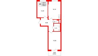 Квартира в ЖК «Аннино Сити», 2 комнатная, 59.05 м², 4 этаж