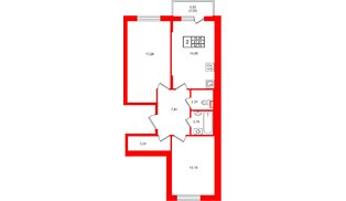 Квартира в ЖК «Аннино Сити», 2 комнатная, 62.54 м², 2 этаж
