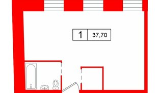 Апартаменты в ЖК «Кантемировская 11», 1 комнатные, 37.7 м², 1 этаж