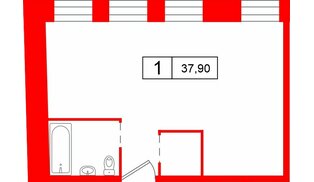 Апартаменты в ЖК «Кантемировская 11», 1 комнатные, 37.9 м², 2 этаж