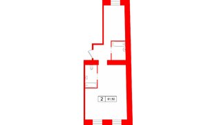 Апартаменты в ЖК «Кантемировская 11», 2 комнатные, 61.5 м², 2 этаж