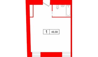 Апартаменты в ЖК «Кантемировская 11», 1 комнатные, 43.3 м², 1 этаж