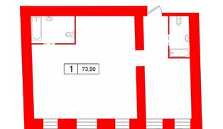 Апартаменты в ЖК «Кантемировская 11», 1 комнатные, 73.9 м², 1 этаж