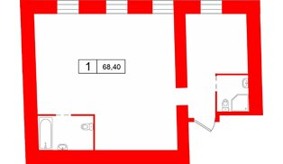 Апартаменты в ЖК «Кантемировская 11», 1 комнатные, 68.4 м², 1 этаж