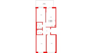 Квартира в ЖК «Плюс Пулковский», 3 комнатная, 83.21 м², 1 этаж