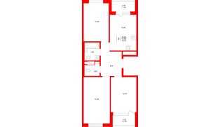 Квартира в ЖК «Плюс Пулковский», 3 комнатная, 73.79 м², 2 этаж