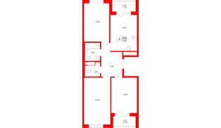 Квартира в ЖК «Плюс Пулковский», 3 комнатная, 73.9 м², 4 этаж