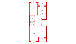Квартира в ЖК «Плюс Пулковский», 3 комнатная, 74.68 м², 5 этаж