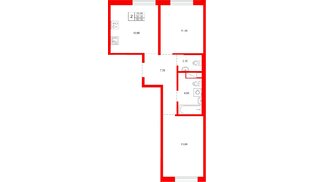 Квартира в ЖК «Плюс Пулковский», 2 комнатная, 52.3 м², 3 этаж