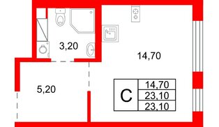 Квартира в ЖК «Плюс Пулковский», студия, 23.1 м², 3 этаж