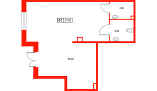 Помещение в ЖК Имена, 57.92 м², 1 этаж