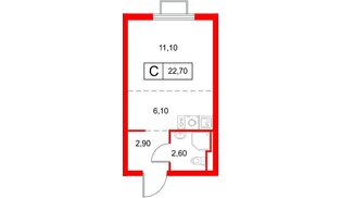 Квартира в ЖК «Янинский Лес», студия, 22.7 м², 7 этаж