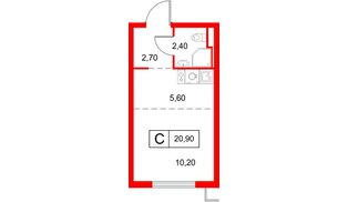 Квартира в ЖК «Янинский Лес», студия, 20.9 м², 12 этаж