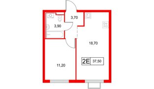 Квартира в ЖК «Янинский Лес», 1 комнатная, 37.5 м², 14 этаж