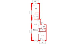 Квартира в ЖК «Янинский Лес», 2 комнатная, 63.9 м², 7 этаж
