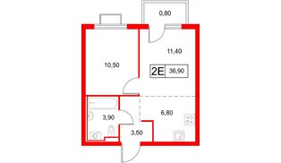 Квартира в ЖК «Янинский Лес», 1 комнатная, 36.9 м², 10 этаж