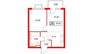 Квартира в ЖК «Янинский Лес», 1 комнатная, 35 м², 8 этаж