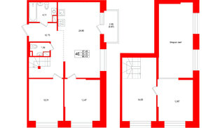 Квартира в ЖК «Охтинские высоты», 3 комнатная, 96.43 м², 4 этаж