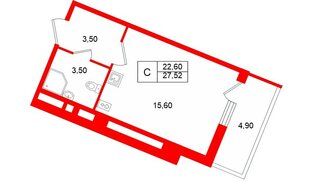 Квартира в ЖК Полис Лаврики, студия, 22.6 м², 1 этаж