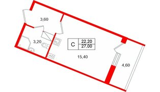 Квартира в ЖК Полис Лаврики, студия, 22.2 м², 5 этаж