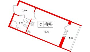 Квартира в ЖК Полис Лаврики, студия, 22.2 м², 9 этаж
