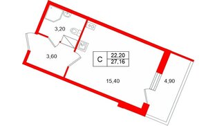 Квартира в ЖК Полис Лаврики, студия, 22.2 м², 7 этаж