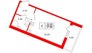 Квартира в ЖК Полис Лаврики, студия, 23.3 м², 4 этаж